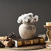 PORCER Antique Terracotta Vase with Handle, 5.6 Inch Farmhouse Ceramic Vase Boho Decor Decorative Vase, Rustic Vase for Home Decor, Living Room, Table, Wedding - Distressed Design, Gray