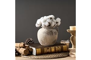 PORCER Antique Terracotta Vase with Handle, 5.6 Inch Farmhouse Ceramic Vase Boho Decor Decorative Vase, Rustic Vase for Home Decor, Living Room, Table, Wedding - Distressed Design, Gray