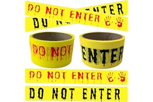 VECVEK 2Pcs Halloween Decorations Caution Tape - 2 inch x 164 feet Do Not Enter Caution Tape Roll Yellow Scary Hazard Warning Tape Safety Outdoor DIY Spooky Decorative for Party,Door,Danger Areas,Indoor