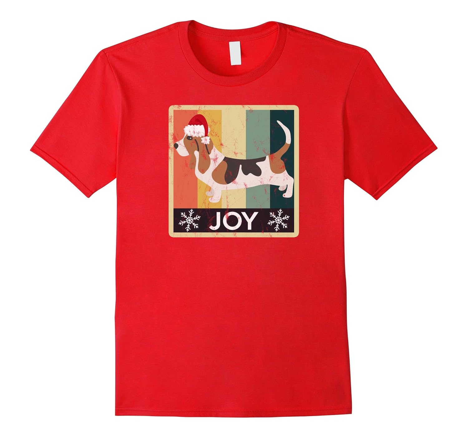 Christmas Basset Hound Joy Distressed Design Shirt-ANZ