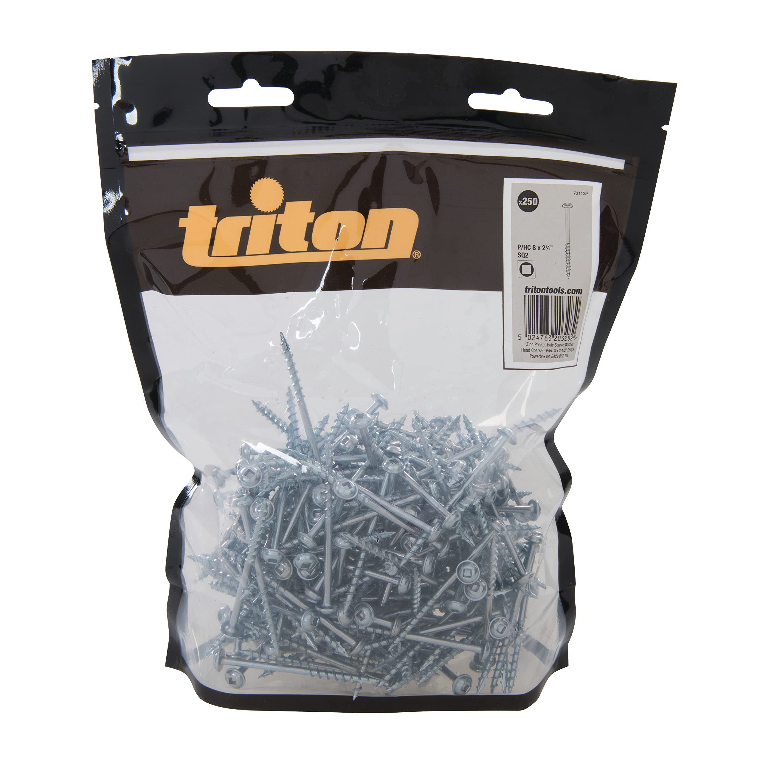 Triton Zinc Pocket-Hole Screws Washer Head Coarse P/HC 8 x 2-1/2" 250pk (731129)