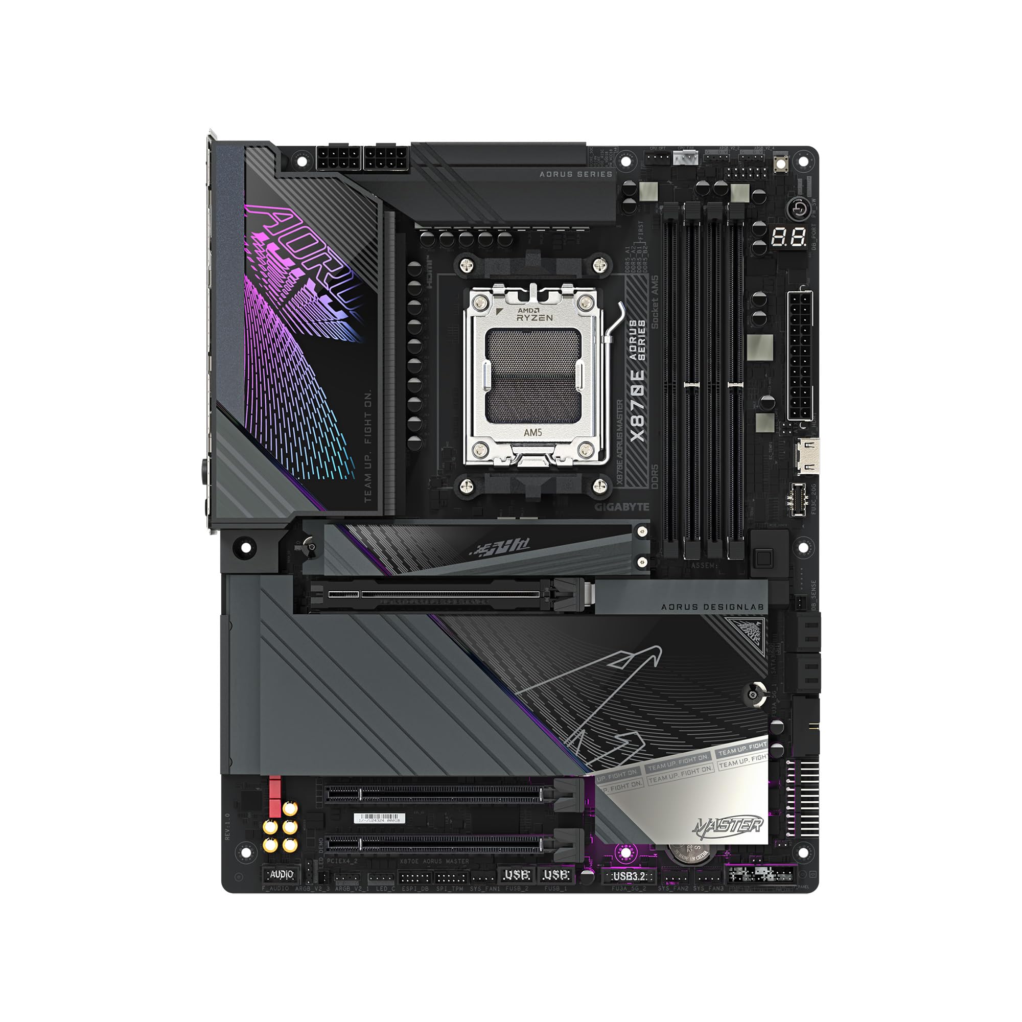 GIGABYTE X870E AORUS Master AMD AM5 LGA 1718 Motherboard, ATX, DDR5, 4X M.2, PCIe 5.0, USB4, WIFI7, 5GbE LAN, EZ-Latch, 5-Year Warranty