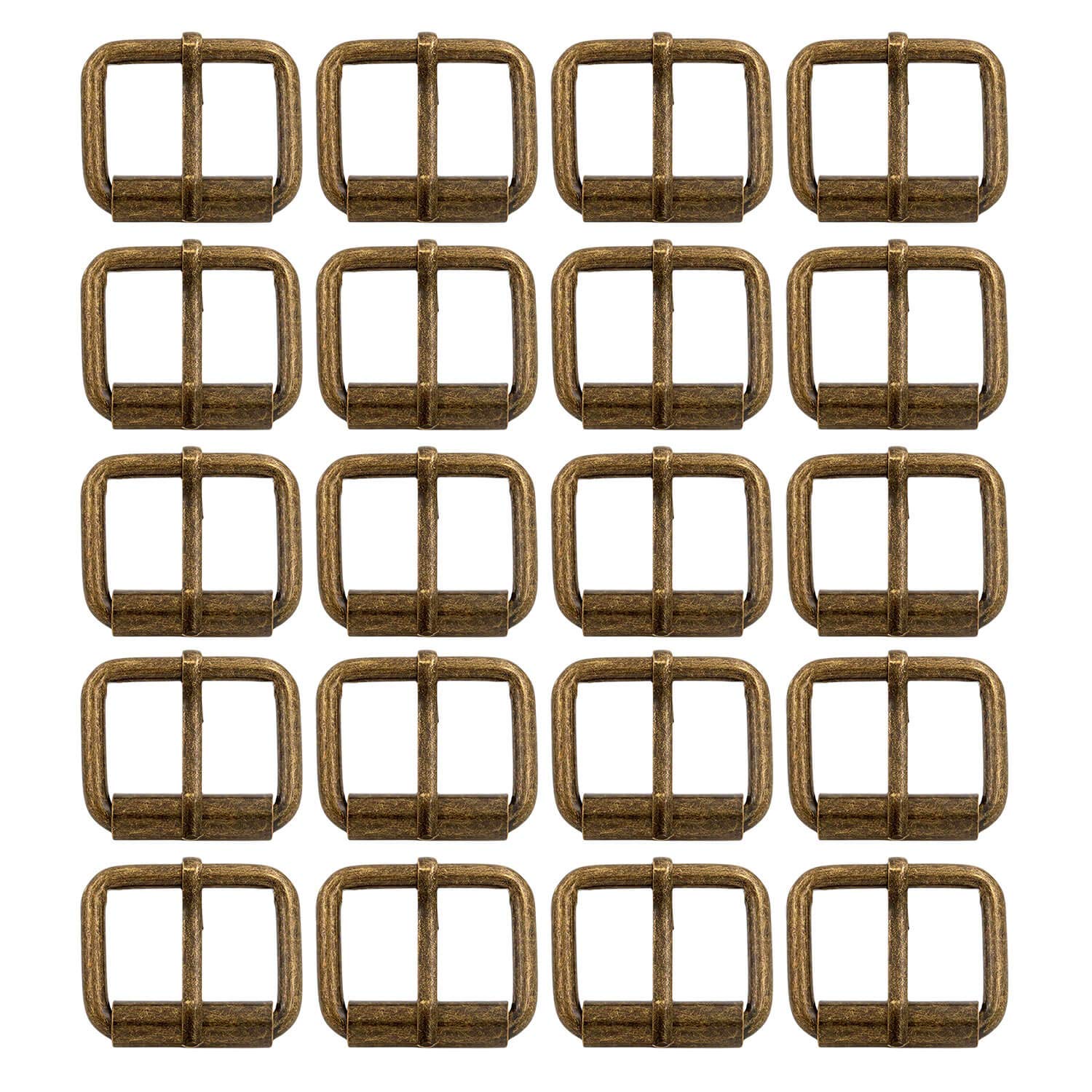 BIKICOCO Roller Buckle, 1 x 3/4 Inch Heel Rolling Bar Buckles for Bags Leather Webbing Straps, Bronze - Pack of 20