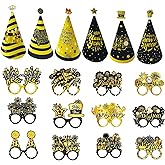 Qpout 24 PCS New Years Eve Party Supplies 2026, 12 New Years Eve Party Hats and 12 New Year Party Glasses Decorations Photo Props