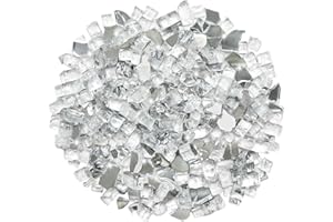 iShyan Fire Glass for Propane Fire Pit, 1 lb 1/2 inch White Reflective Fire Glass Rocks for Gas Fireplace Firepit Outdoor Fire Table Landscaping