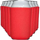 TahoeBay Blank Beer Can Cooler Sleeves (8-Pack) Bulk Sublimation Blanks for Vinyl Plain Soft Foam Can Sleeves Coolers for Soda Cans & Bottles Black, White, Solid Color (Red, Regular 12oz)