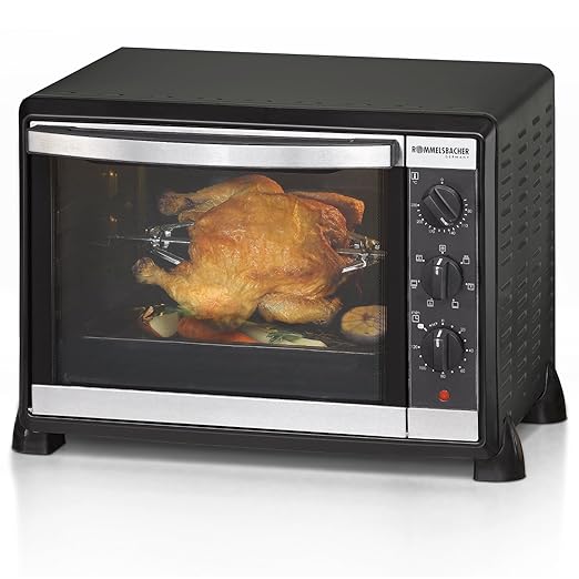 ROMMELSBACHER BG 1550 Minibackofen mit Umluft und Drehspieß / 30 Liter / 7 Heizarten / Doppelverglasung / Innenbeleuchtung / 