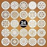 Mocoosy 24 Pack 5 Inch Mandala Stencils - Mandala Dot Painting Stencil Template for Painting on Wood Reusable Plastic Drawing