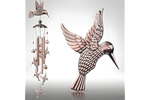 Nowpis Hummingbird Chimes for Outside, Decorative Wind Chimes Hummingbird Gifts for Women, Memorial Windchimes Outdoors with S Hook for Patio Garden Decor, Gifts for Mom Grandma