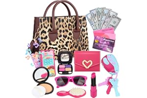 GINMIC Play Toddler Girls Purse, Toddler Girl Toys Age 3-5 4-5 6-8 Kids Toys Purse Set, Pretend Makeup Kit, Phone, Princess Pretend Play Girl Toys for 3 4 5 6 7 Year Old, Birthday Gifts for Girl Age 3-5