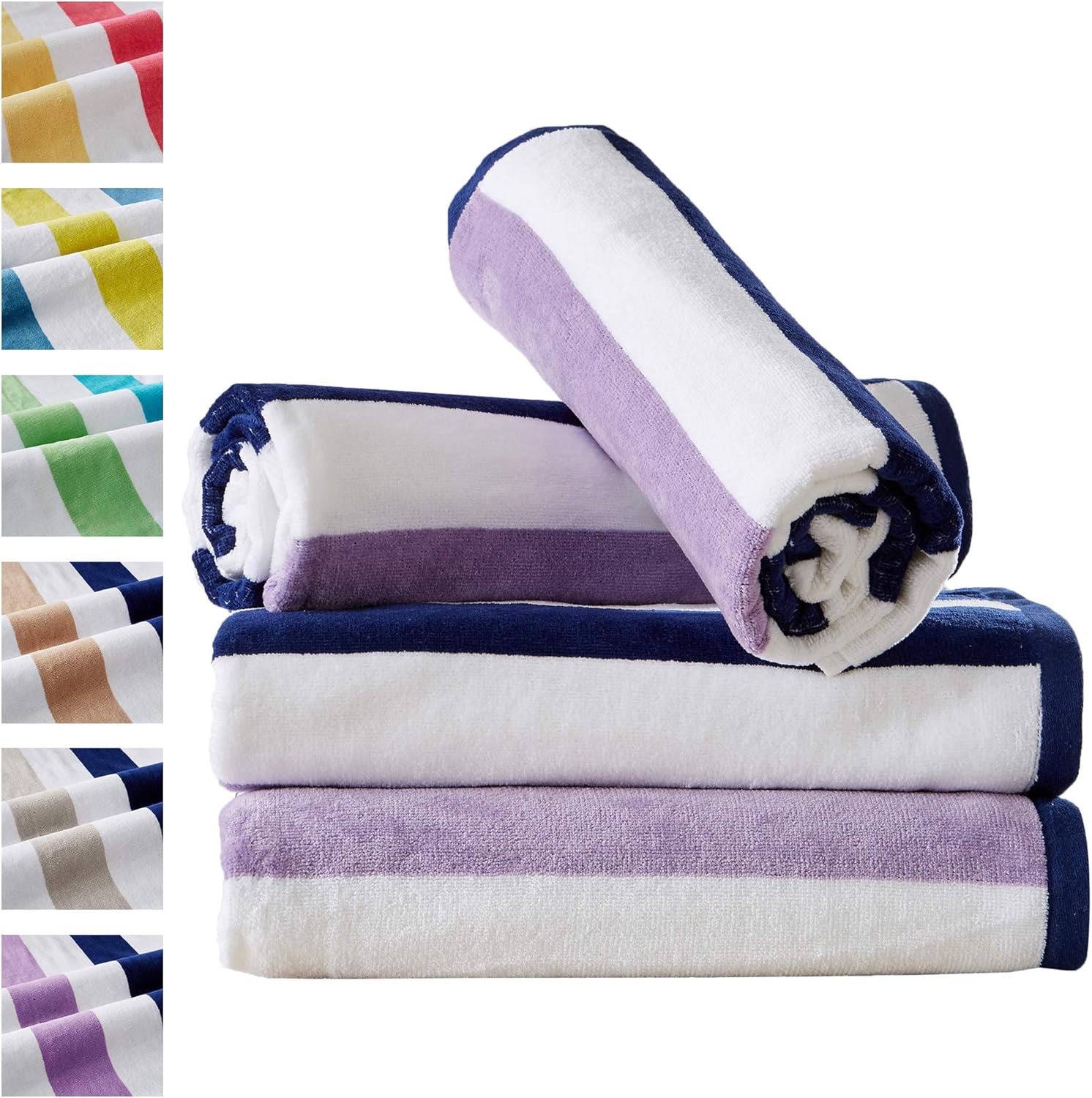 4 Pack Reversible Plush Velour 100 Cotton Beach Towels