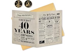 BGTCARDS 40th Birthday Card, 40th Birthday Gifts Women Men, 40th Birthday Decorations for Him Her, Big Birthday Cards for 40 Year Old Son Daughter, Back in 1984 Birthday Card for Husband Wife Friends
