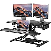 SANODESK 35" Electric Standing Desk Converter,Height Adjustable Riser for Office Home, Monitor and Laptop Workstation with La