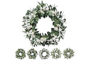 ZQQLITE 20 Inch Wreaths for Front Door, Spring Summer Wreaths for Front Door Outside All Season,Window,Wedding,House,Porch,Farmhouse,Front Door Decor