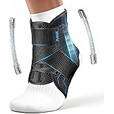 Rakiie Quick Lace Up Ankle Brace with 2 Metal Support Stays, Breathable Stabilizer for Sprained Ankle, Slim Fit Ankle Support for Men & Women, Sports, Running, Basketball (Black, M)