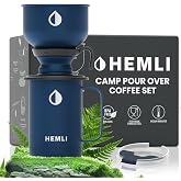 Hemli 16 oz Pour Over Camp Coffee Maker Set&ndash; Vacuum Insulated Mug with Leakproof Lid, Stainless Steel Micro Filter, Portable Coffee Maker for Camping, Travel &amp; Outdoor Adventures