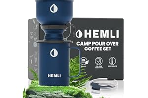 Hemli Pour Over Camp Coffee Maker Set– Vacuum Insulated Mug with Leakproof Lid, Stainless Steel Micro Filter, Scratch-Resistant Finish, Portable Coffee Maker for Camping, Travel & Outdoor Adventures