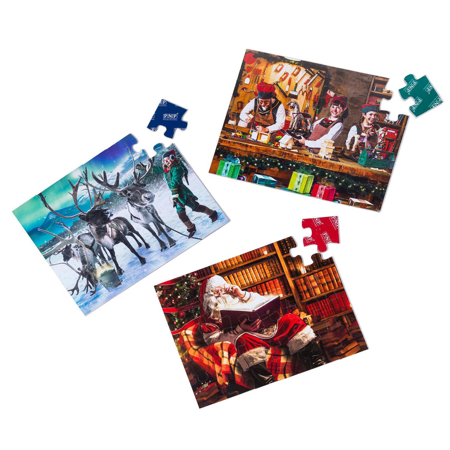 Portable North Pole Santa's Village Christmas 3 Puzzle Pack with Personalized Video Message from Santa