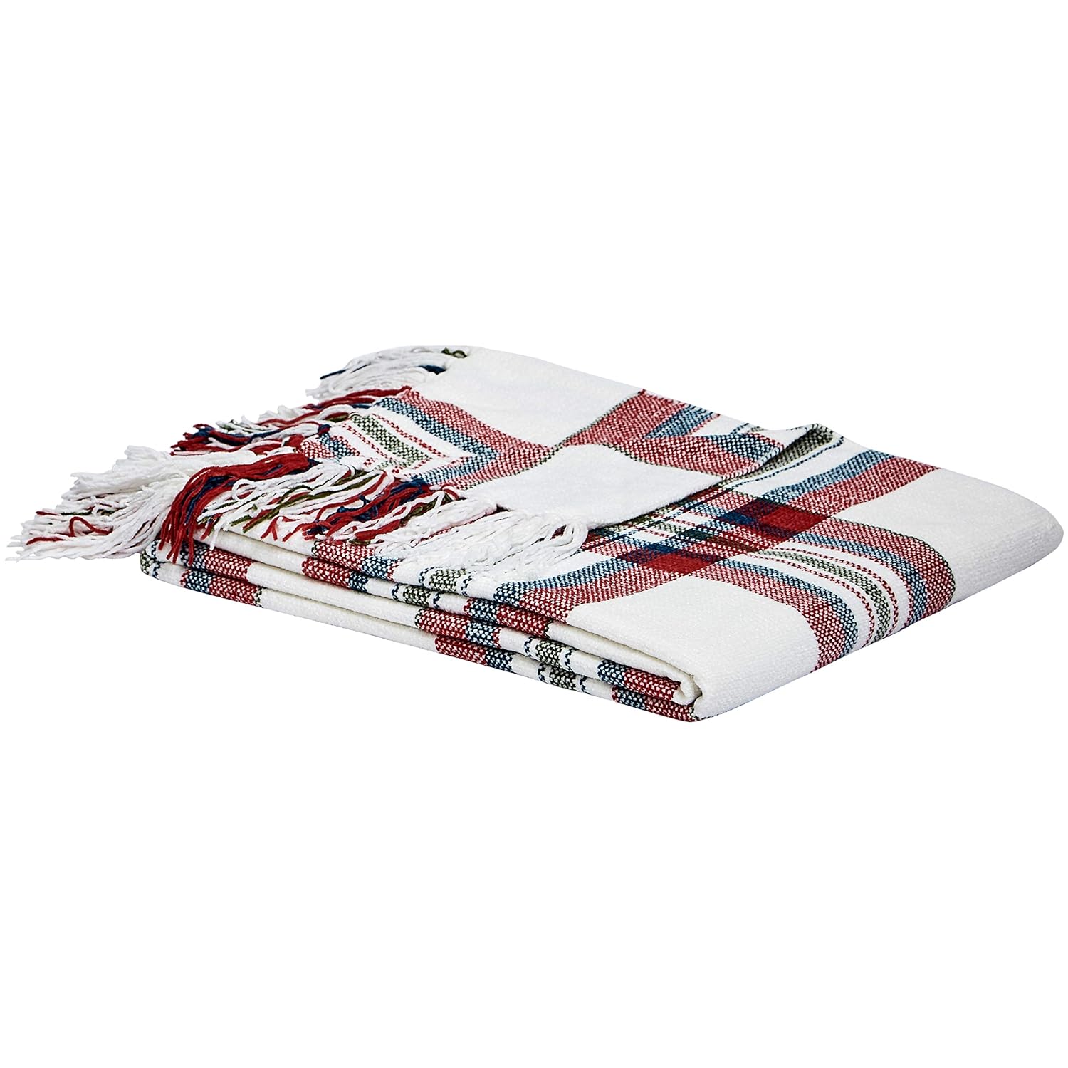 AmazonBasics Plaid Throw Blanket 50 x 60 Inch, Red Cream Amazon.ca