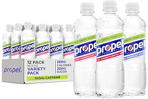 Propel Energy Boost Zero Calorie Flavored Water With Electrolytes and Caffeine, 3 Flavor Variety Pack, 16.9 fl oz Bottles (12 Pack)