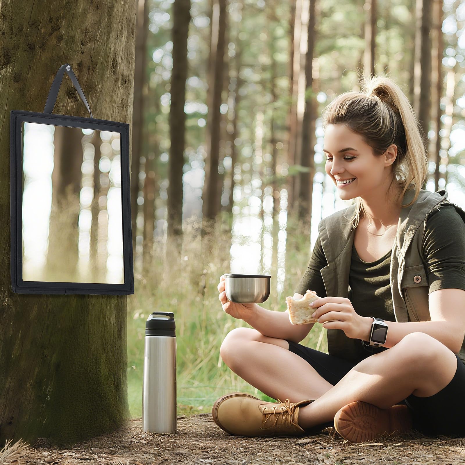 Photo 1 of Yalikop Foldable Full Length Travel Mirror, Portable Shatterproof Hanging Mirror, Folding Full Length Travel Makeup Reflector for Camping, Rv, Small Spaces(One Fold)
