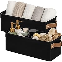 StorageWorks Narrow Storage Bins, Small Baskets for Shelves, Long Narrow Storage Basket with Handles, Rectangular Fabric Stor