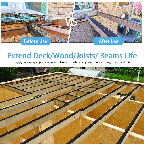 Heelos Joist Tape For Decking – 2 Rolls, 4" X 50' Each, Self-Adhesive Waterproof Butyl Tape, Weather-Resistant For Wood Decks, Beams, Roofs, Patios