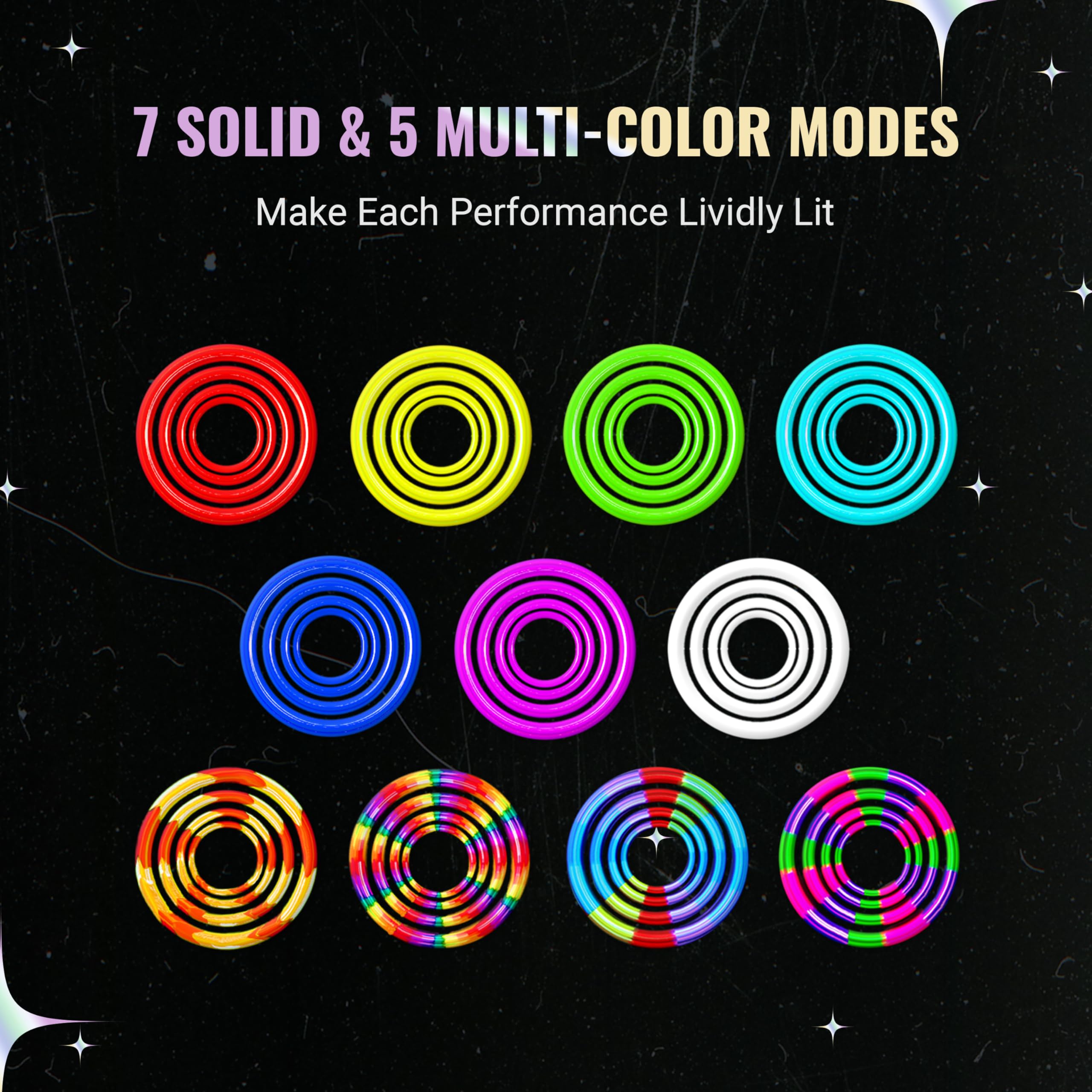 UltraPoi Digi Poi Set - Rechargeable Pocket LED Glow Stick Poi - Rainbow Light Stick with S Hook Clip & Lanyard - Customizable & Wearable LED Concert Light Stick for Poi, Camping, Backpacks & Parties
