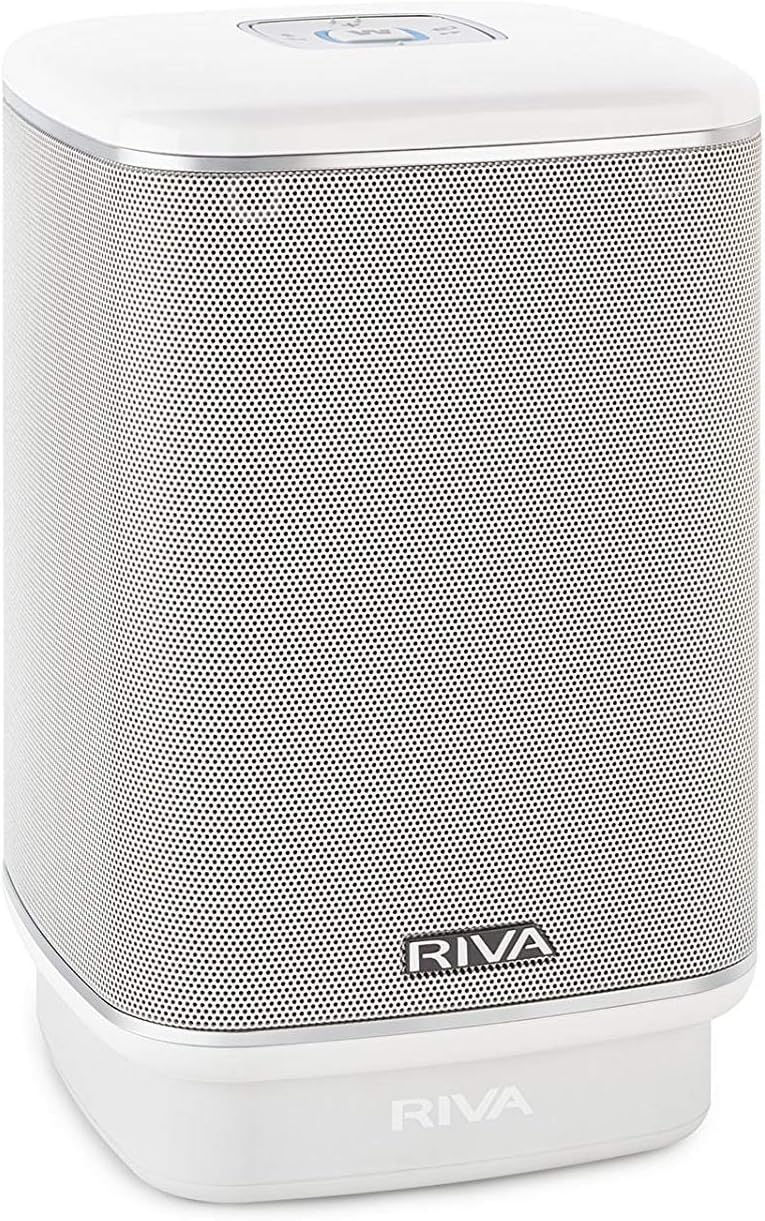 Riva Arena Multiroom Wireless Bluetooth Smart Speaker with Chromecast for Home Audio and Outdoor (White), Combo with Battery