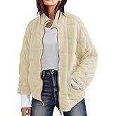 Wefebi Womens Dolman Quilted Lightweight Jackets Full-zip Stand Collar Loose Warm Winter Outwears with Pockets