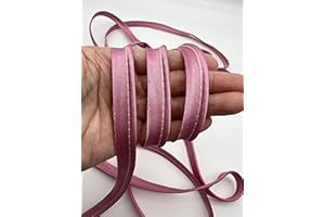PEPPERLONELY 5 Yards 12mm (1/2 Inch) Polyester Satin Bias Piping Type, Bias Type with Cord, Piping Trim with Cord, Lip Cord Trim for Sewing Clothing Upholstery Trimming - Mauve