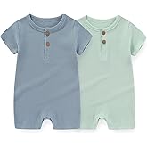 JELYLOVE Unisex Short Sleeve Baby Romper 2 Pack Cotton Solid infant Boy Girl Jumpsuits Soft New Born Clothes