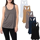 Sexy Basics Womens Racer Back Tanks | Ultra Soft Stretch | Dry - Fit Athletic Tops | Multi Packs