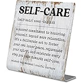 Self-Care Inspirational Desk Sign Inner Peace Self-Love Quote Plaque, Rustic Steel Decor for Therapists, Women, Friends, or Office Spaces, Daily Mental Wellness Reminder Gift XLK521