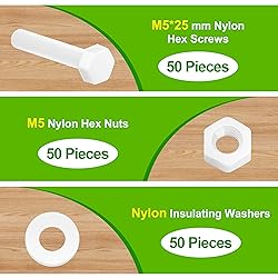 Pzsmocn 150 Pieces/50 Sets M5*25 mm Plastic White
