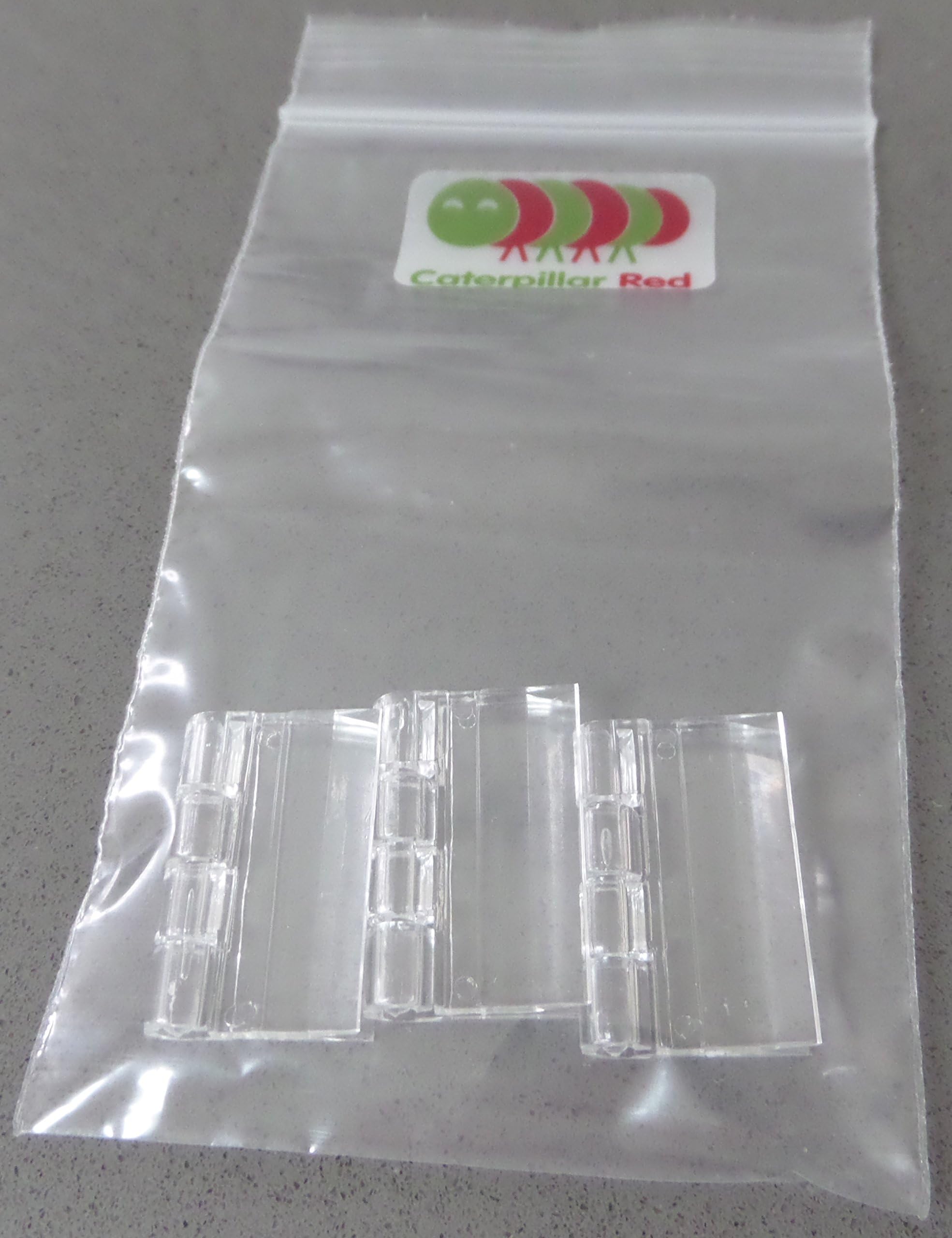 Pack of 3 Transparent Clear Plastic Acrylic 30mm x 34mm Continuous Piano Hinge Hinges, 1 3/16" x 1 11/32