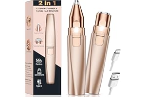 BISSUUY Eyebrow Trimmer Facial Hair Removal for Women: 2 in 1 Rechargeable Face Shaver and Eyebrow Razor - Painless Electric Hair Remover Device for Peach Fuzz Fine Hairs Upper Lip Chin