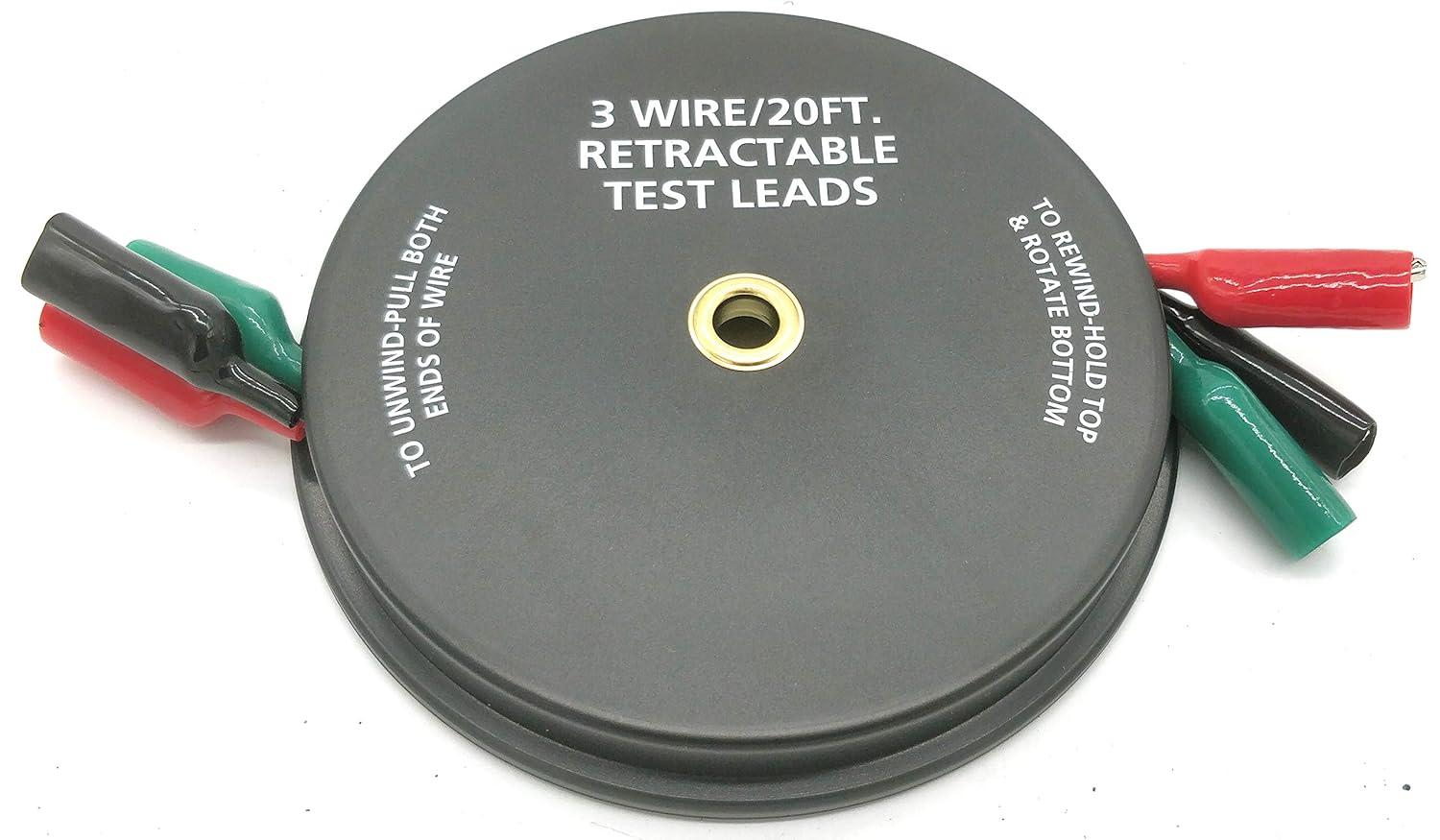 3 WIRE 20' RETRACTABLE TEST LEADS 18 GAUGE Aligator Clips