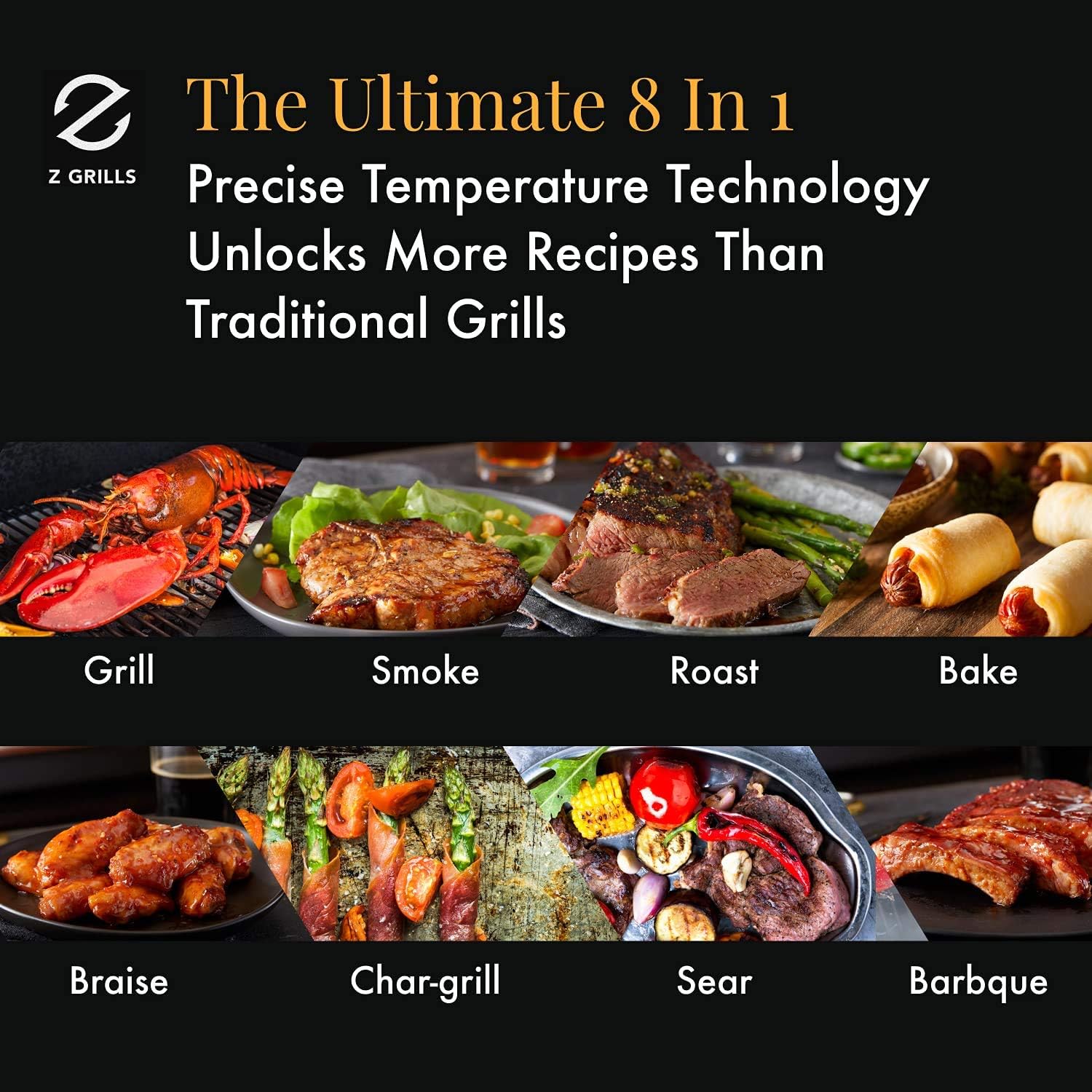 Z GRILLS ZPG-450A 2020 Upgrade Wood Pellet Grill & Smoker 6 in 1 BBQ Grill Auto Temperature Control, 450 Sq in Bronze: Garden & Outdoor