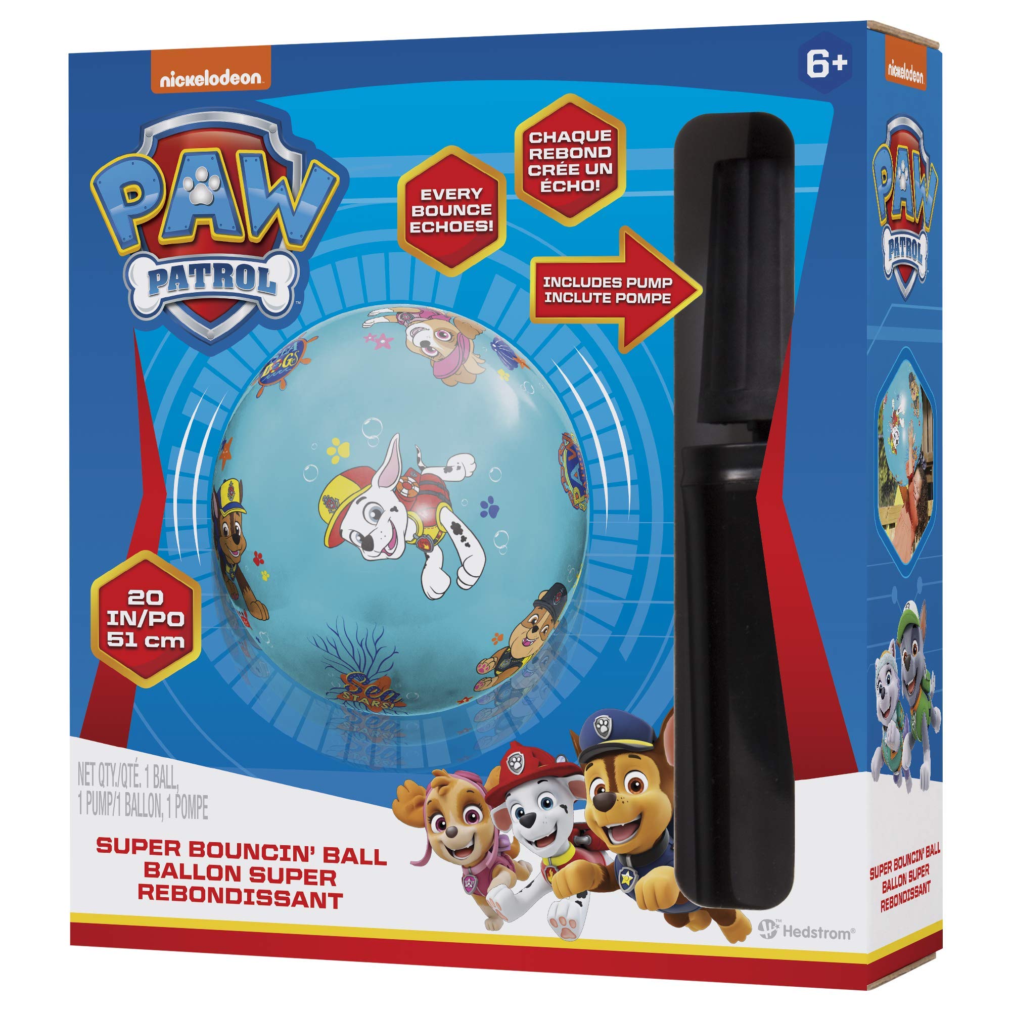 Hedstrom 20 Inch Super Bouncing Ball with Pump, Paw Patrol