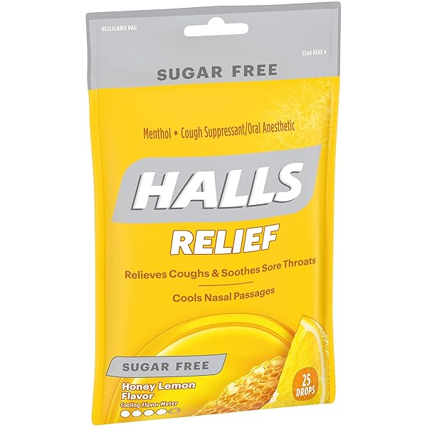 HALLS COUGH DROP, S/F, HNY LEMN, 25-COUNT (PACK OF 6)