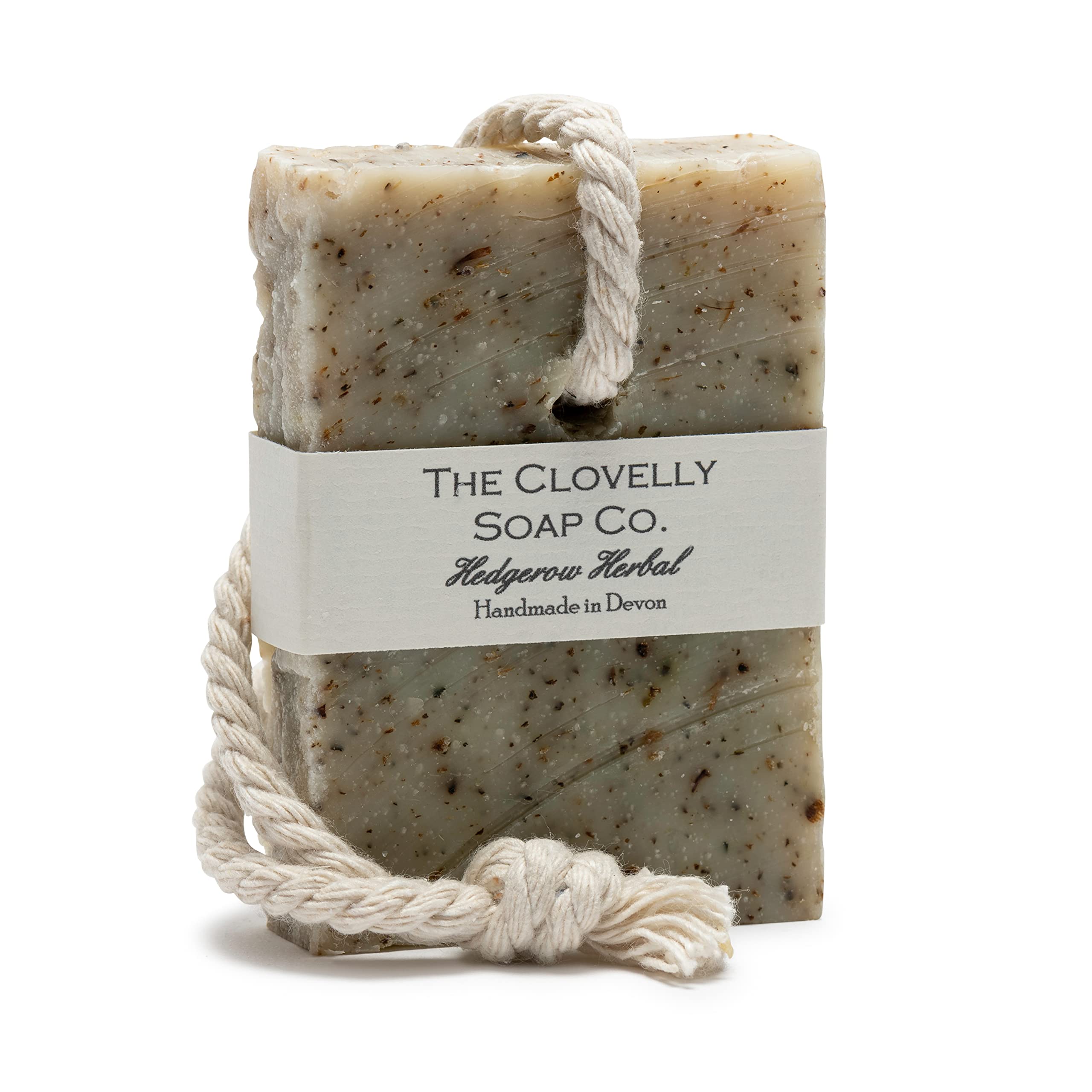 Clovelly Soap Co Natural Handmade Soap on a rope bar (Comfrey Lavender & Nettle 100g) For all skin types