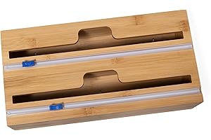 Lipper International Bamboo Dispenser with Cutter for Aluminum Foil, Plastic Wrap, or Wax Paper, 2-in-1, 13 7/8" x 6 3/4" x 4"
