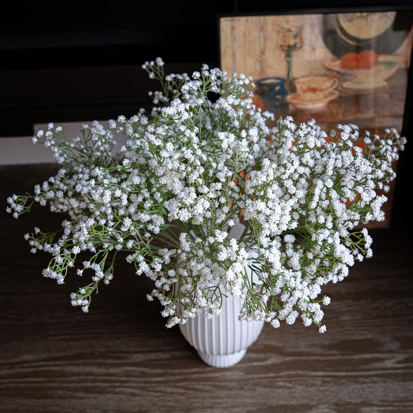 Artificial White Flowers 30pcs Babies Breath Flowers Fake Gypsophila Bouquets Arrangement for Wedding Party Decoration Home Office Garden (White 30pcs)