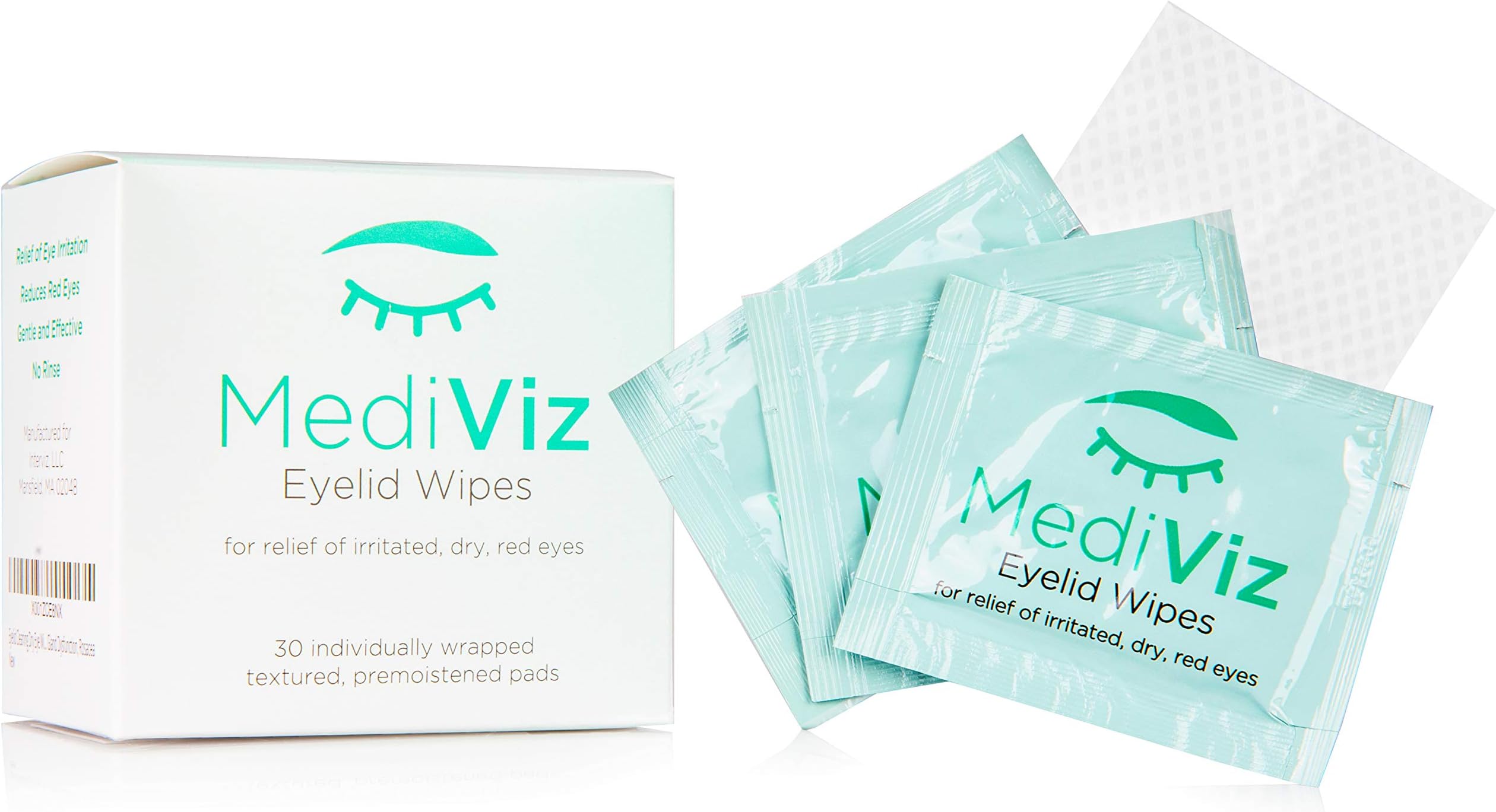 MediViz Eyelid Wipes Help You Avoid Crusty Eyelashes, Eyelid Bumps, Ocular Allergies, Demodex Mites, Clogged Meibomian Glands, Inflamed Skin Conditions - Great for Exfoliating and Hypoallergenic