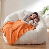HUGHEAVEN Max Giant Bean Bag Chair, Bean Bag Sofa for Adults &amp; Teens | Oversized Soft Comfy Fluffy Floor Lounge Chair with Armrests, Large Bean Bag Couch for Gaming, Reading &amp; Relaxing