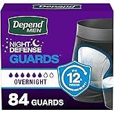 Depend Guards Incontinence Pads for Men, Overnight Absorbency, 84 Count | One Size, Nighttime Coverage, Extra Absorbent