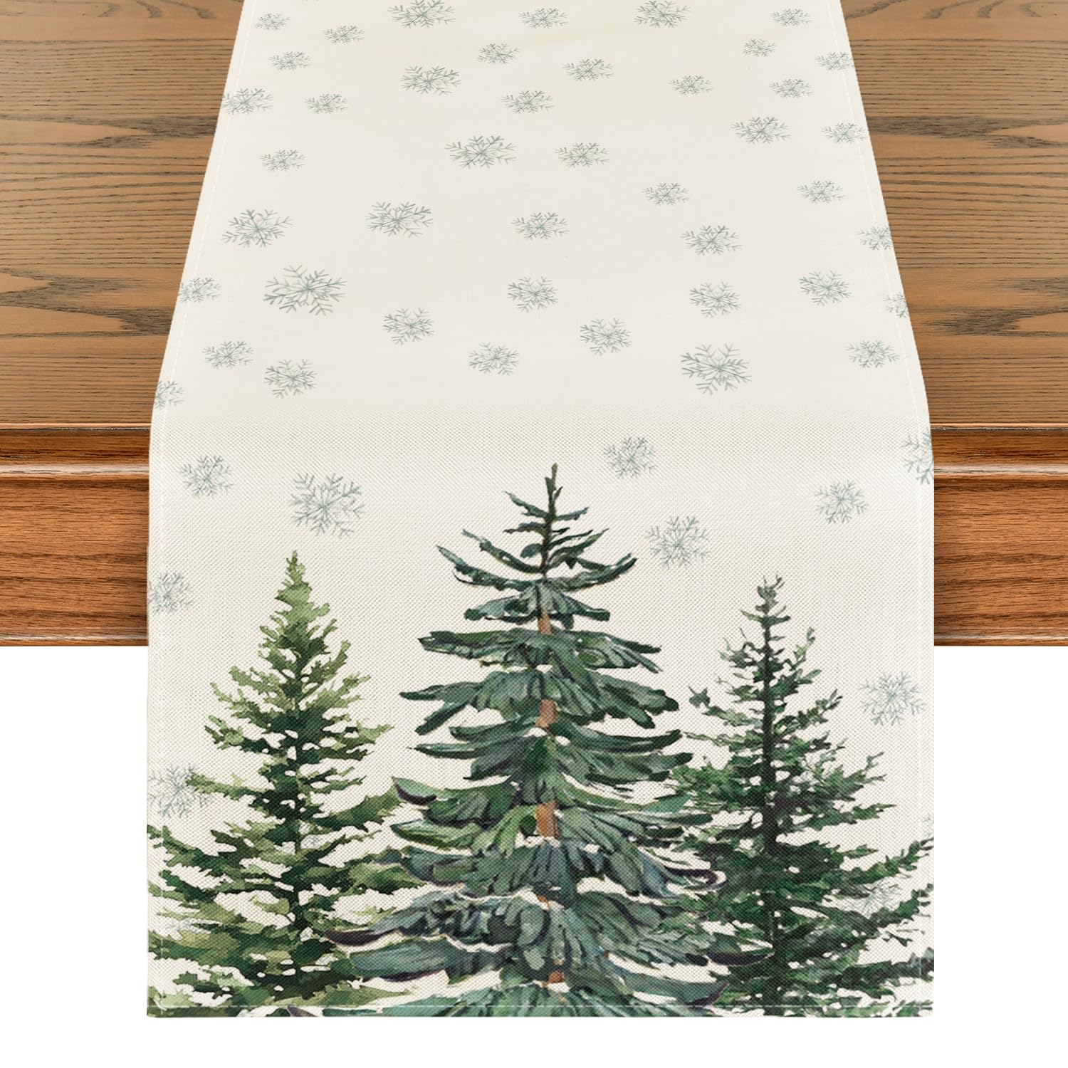 Artoid Mode Pine Tree Snowflake Christmas Table Runner, Seasonal Winter Merry Xmas Kitchen Dining Table Decoration for Home Party Decor 40x240 cm