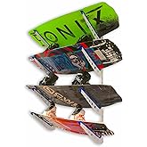 StoreYourBoard Adjustable Wakeboard Storage Rack – Wall Mount 4 Level Display, Heavy Duty Water Sports Gear Hanger for Wakeboards, Wakesurf Boards, and More, Holds up to 100 lbs