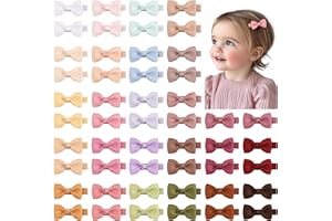 Ruyaa 50 Pieces Fully Lined No Slip Hair Clips in 25 Pastel Colors, Barrettes and Bows for Infants, Toddlers, and Baby Girls
